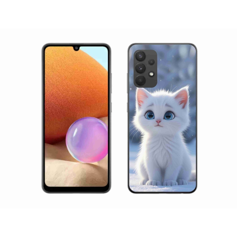 Gélový kryt mmCase na Samsung Galaxy A32 4G - biele mačiatko 3