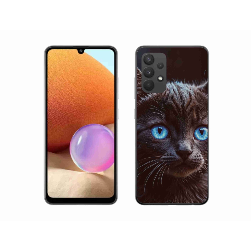 Gélový kryt mmCase na Samsung Galaxy A32 4G - čierne mačiatko 2