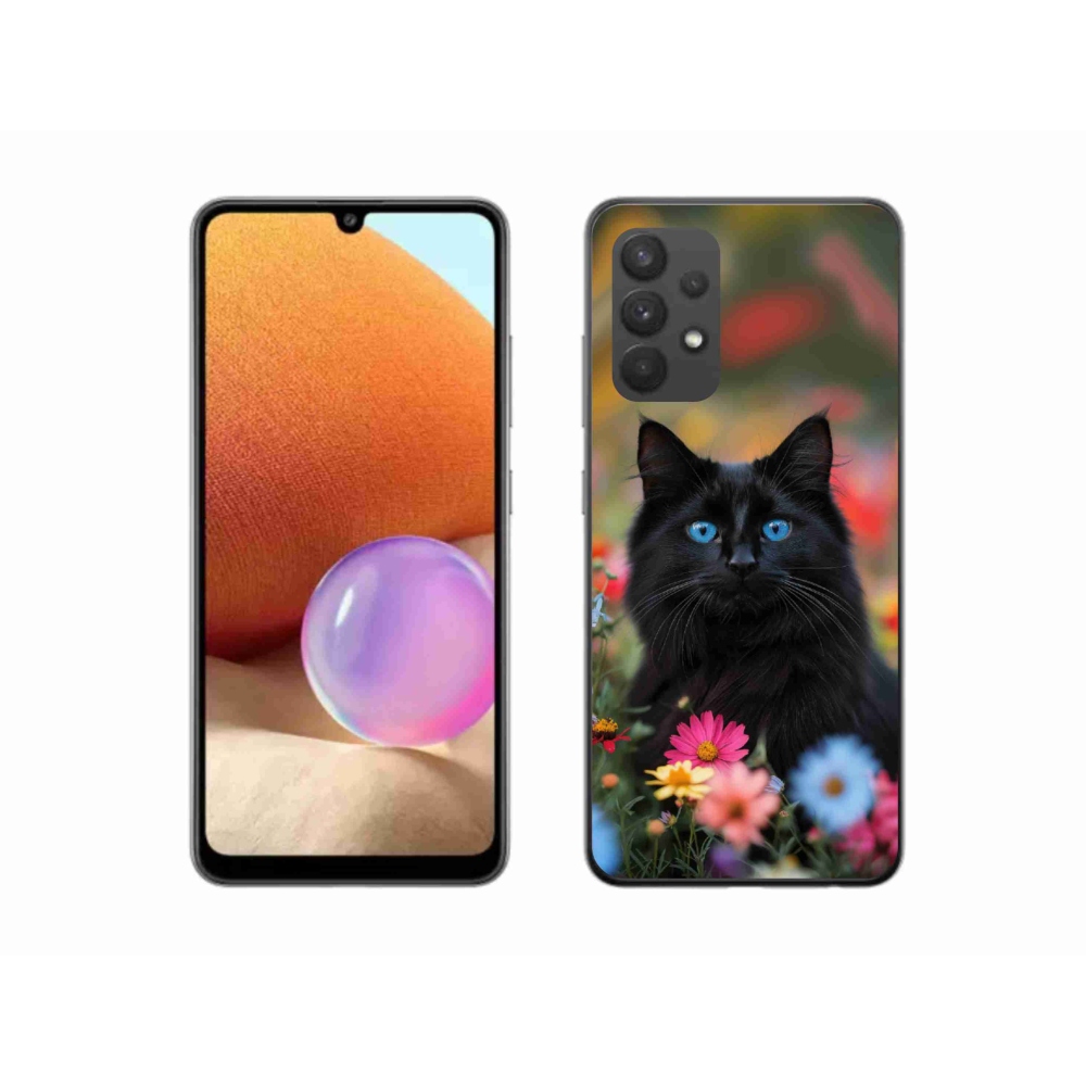 Gélový kryt mmCase na Samsung Galaxy A32 4G - čierne mačiatko 4