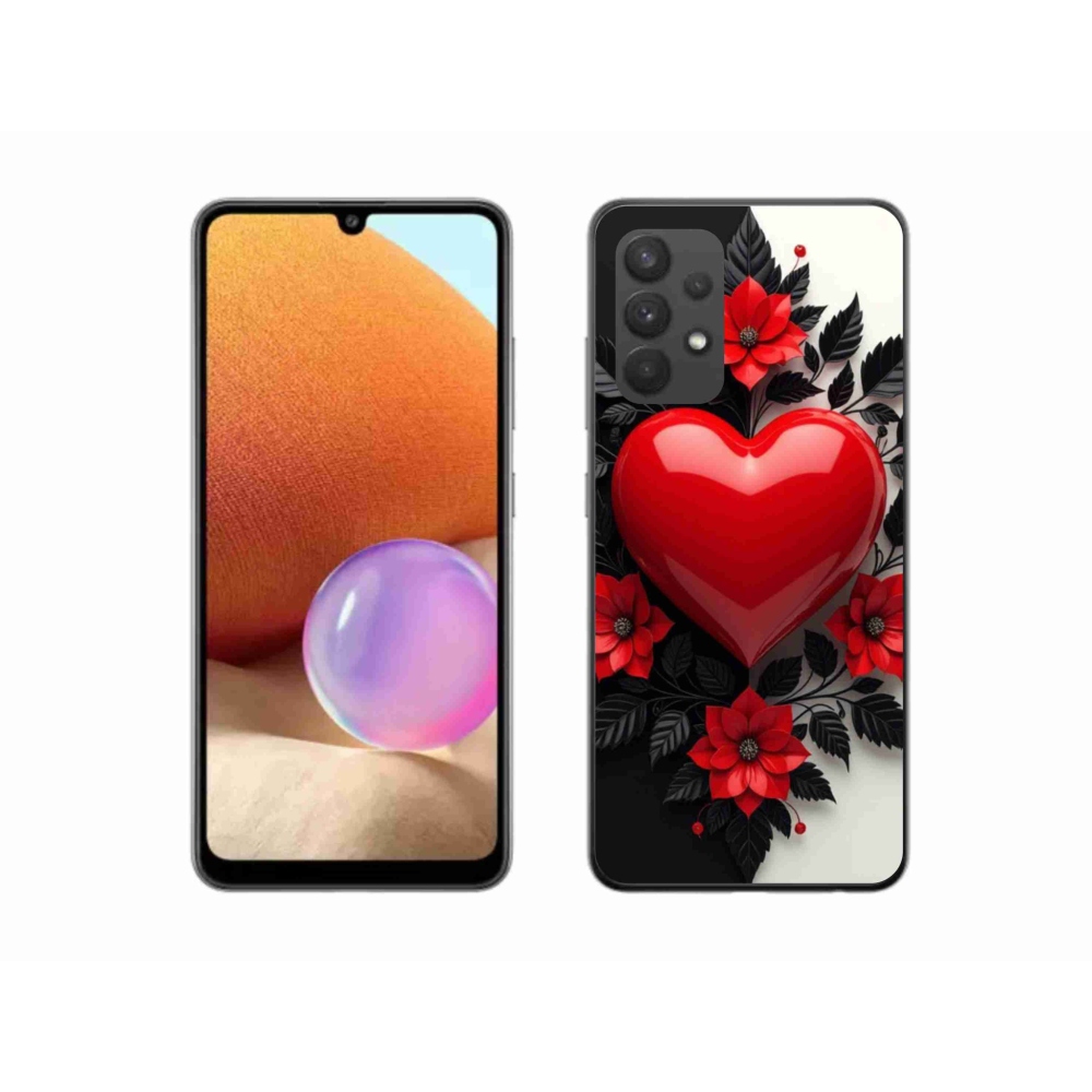 Gélový kryt mmCase na Samsung Galaxy A32 4G - červené srdce