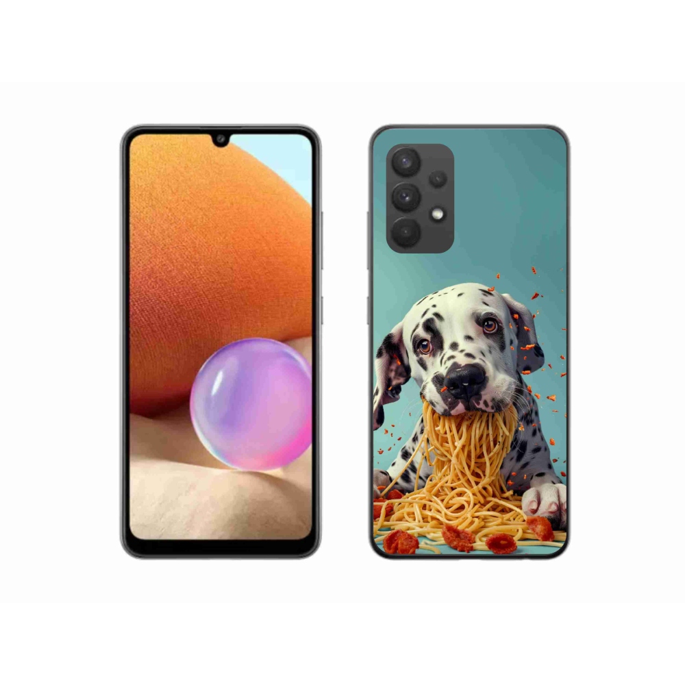 Gélový kryt mmCase na Samsung Galaxy A32 4G - dalmatín a špagety