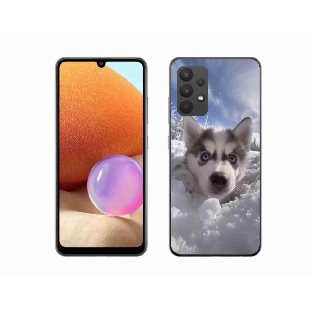 Gélový kryt mmCase na Samsung Galaxy A32 4G - husky v snehu