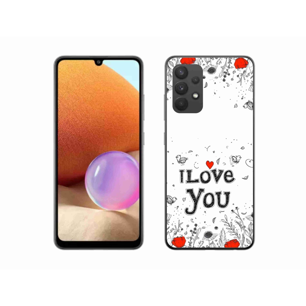 Gélový kryt mmCase na Samsung Galaxy A32 4G - I love you biele pozadie
