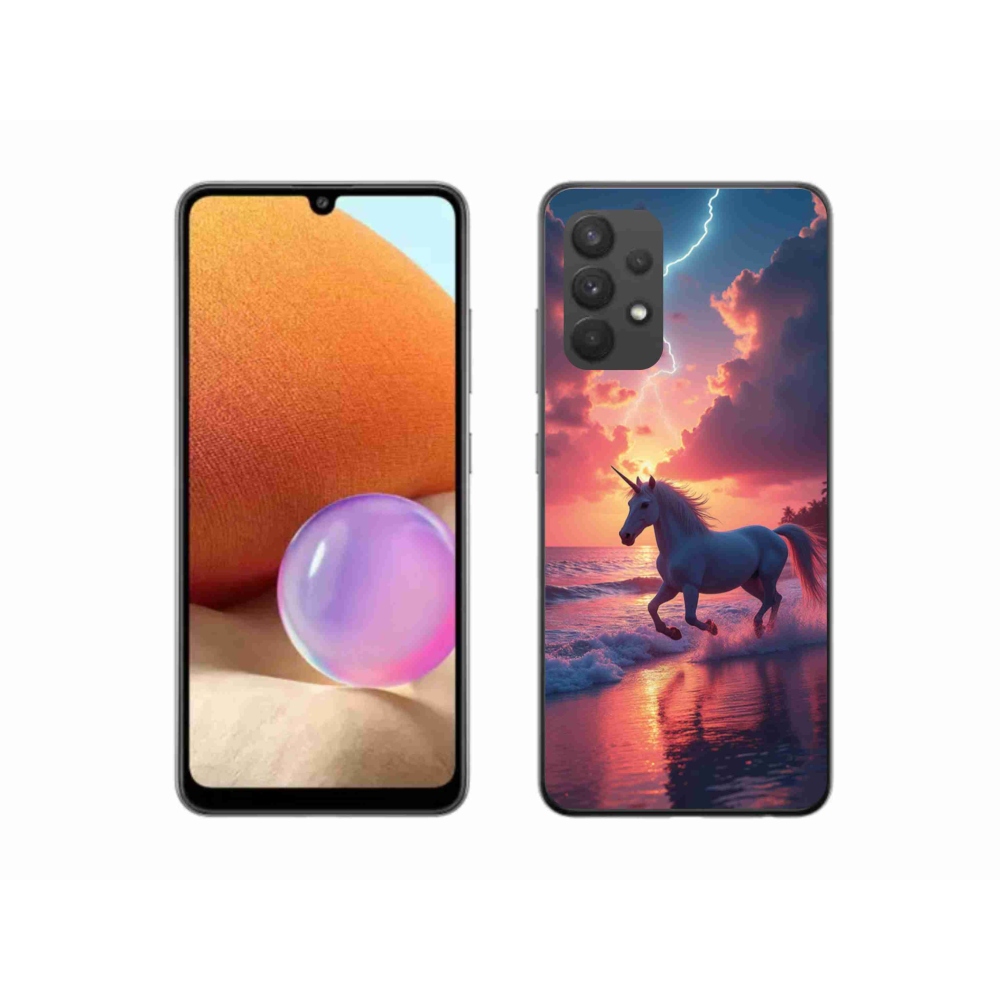 Gélový kryt mmCase na Samsung Galaxy A32 4G - jednorožec na pláži