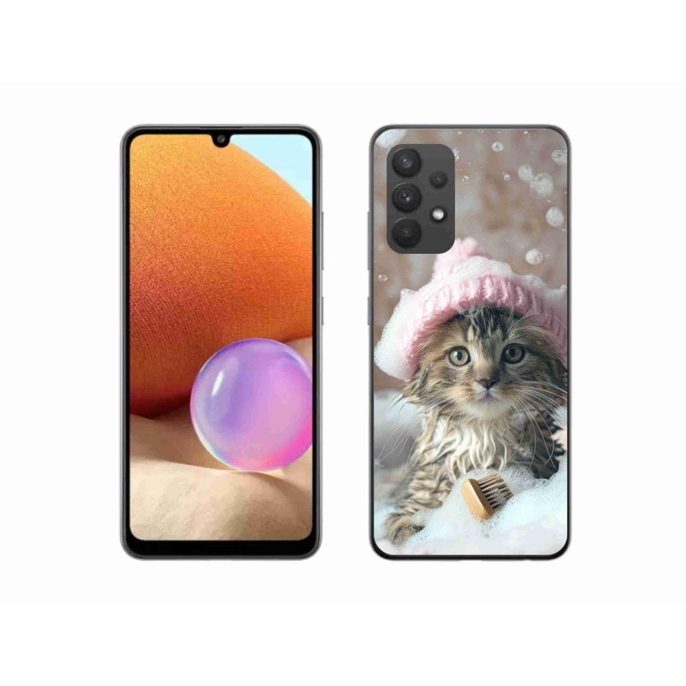 Gélový kryt mmCase na Samsung Galaxy A32 4G - mačiatko a kúpeľ