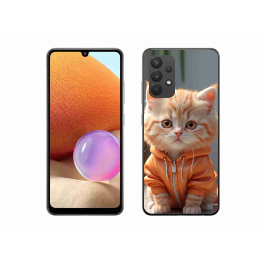 Gélový kryt mmCase na Samsung Galaxy A32 4G - mačiatko v mikine