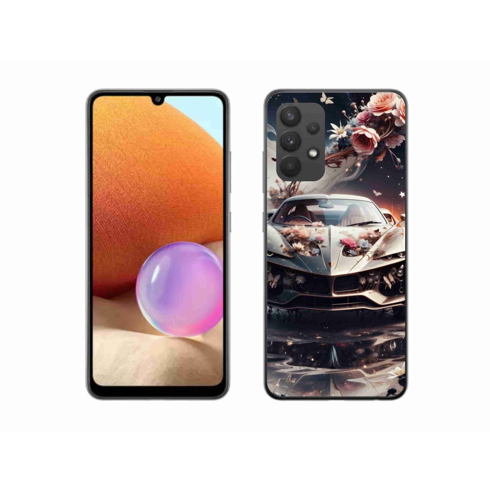 Gélový kryt mmCase na Samsung Galaxy A32 4G - kvetinový športový automobil