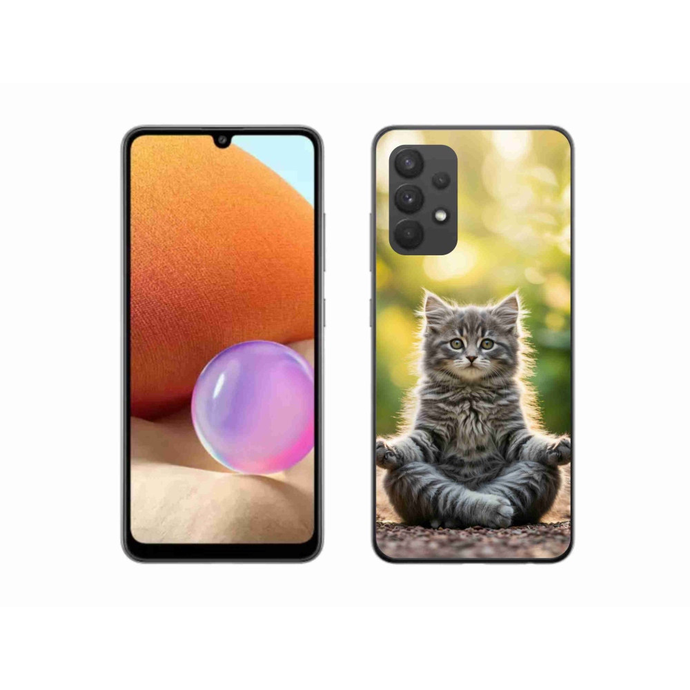 Gélový kryt mmCase na Samsung Galaxy A32 4G - meditujúce mačiatko