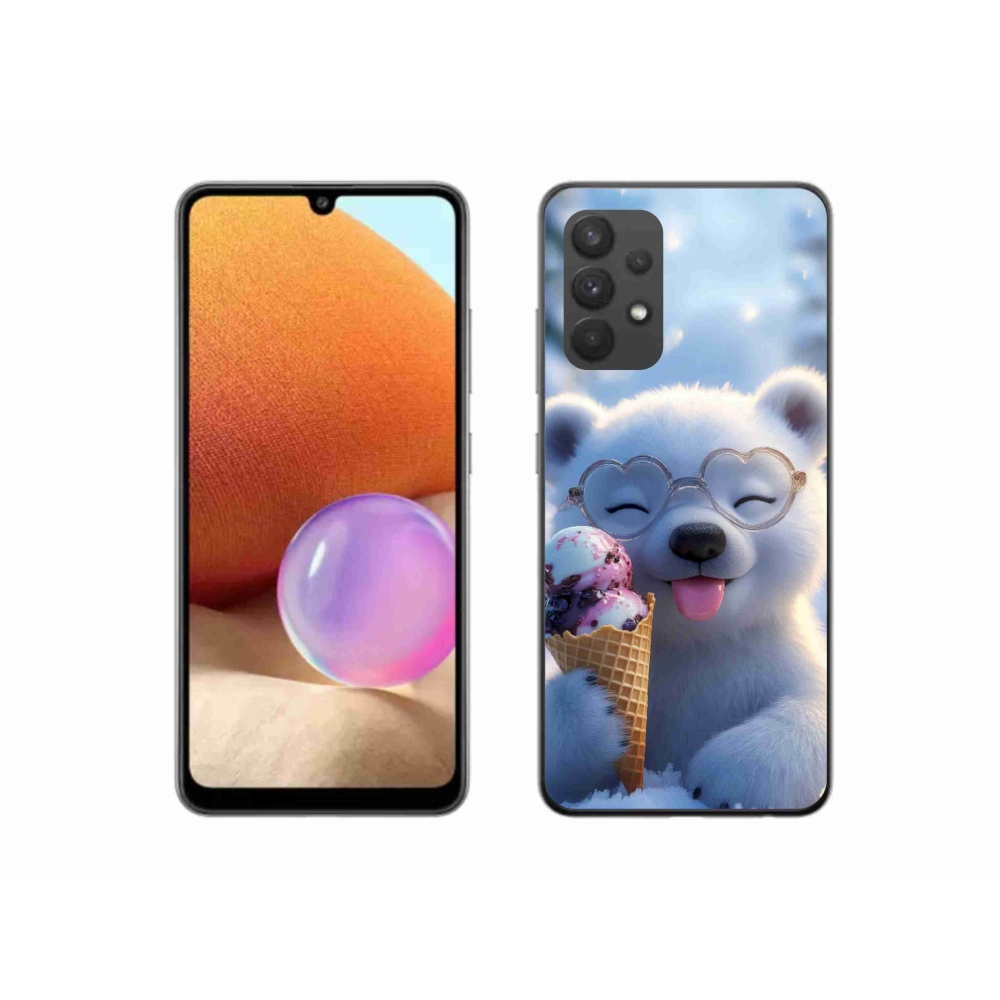 Gélový kryt mmCase na Samsung Galaxy A32 4G - medvedík so zmrzlinou