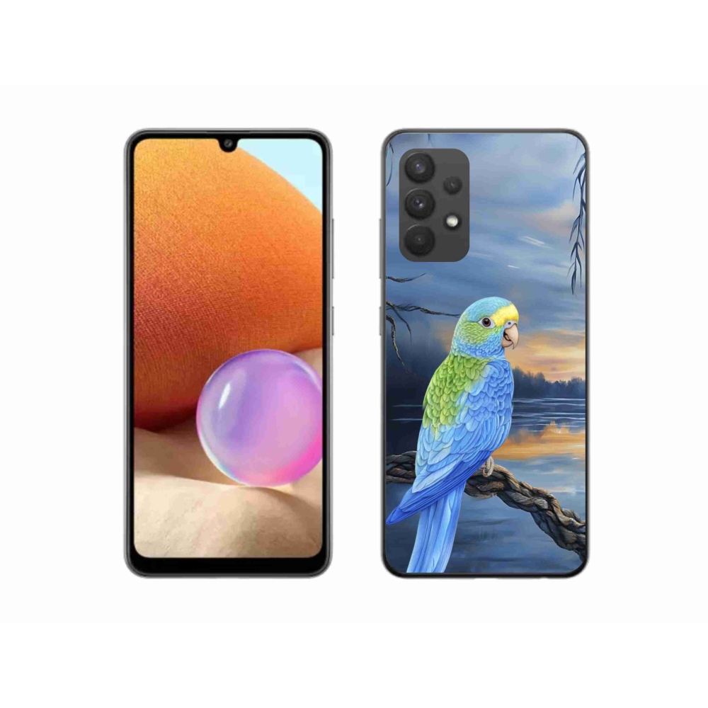 Gélový kryt mmCase na Samsung Galaxy A32 4G - modrý papagáj