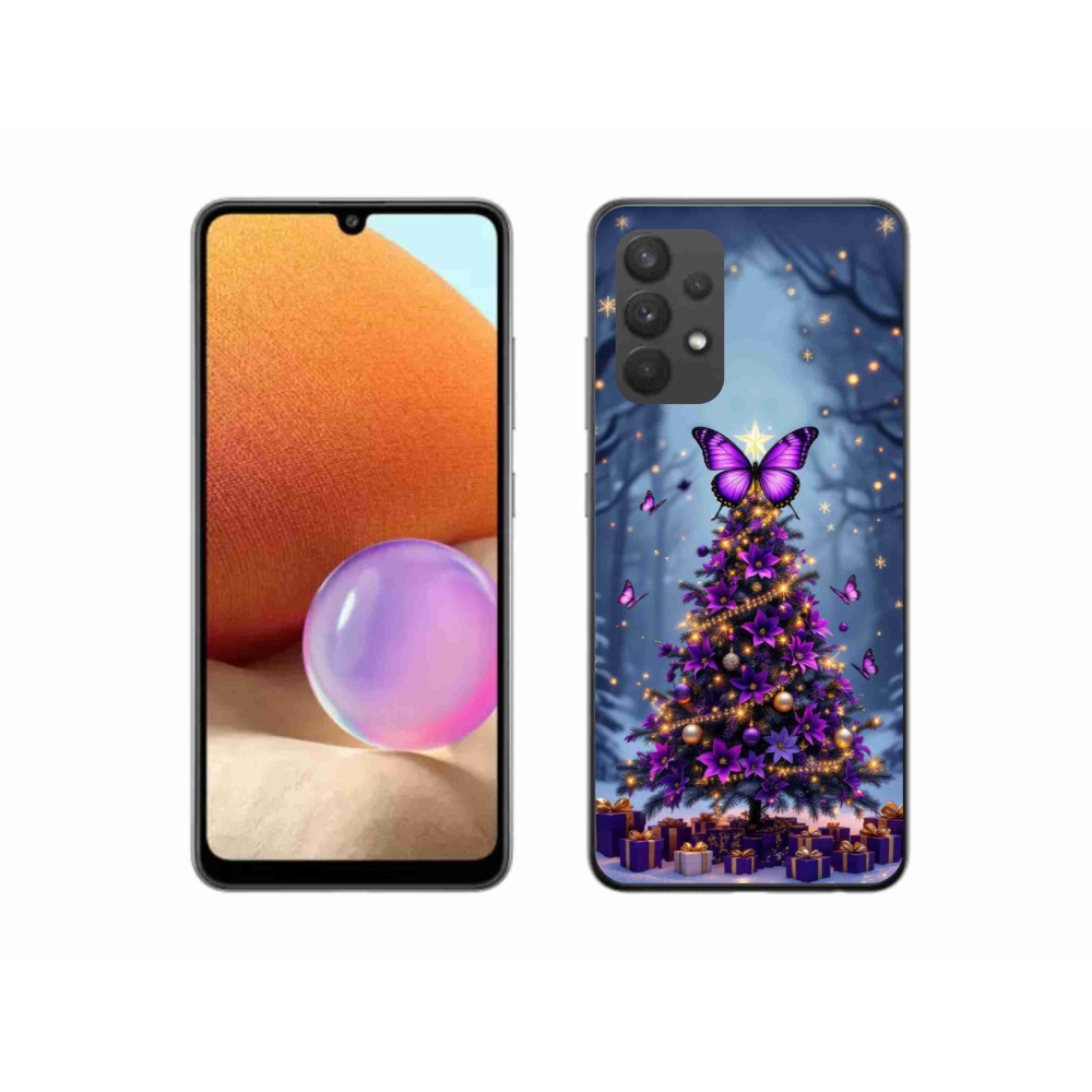 Gélový kryt mmCase na Samsung Galaxy A32 4G - motýlí vianočný stromček