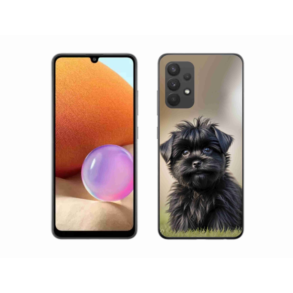 Gélový kryt mmCase na Samsung Galaxy A32 4G - roztomilý čierny psík