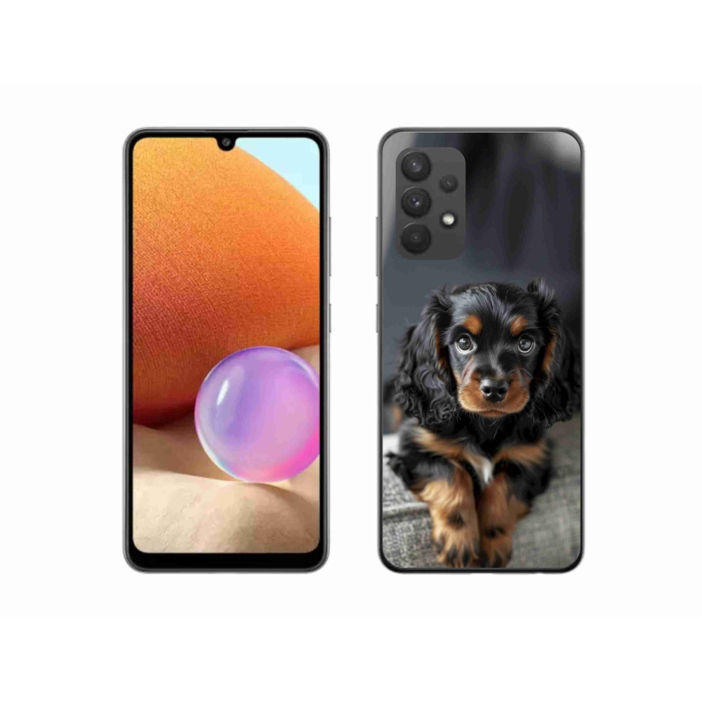 Gélový kryt mmCase na Samsung Galaxy A32 4G - roztomilý dlhosrstý jazvečík