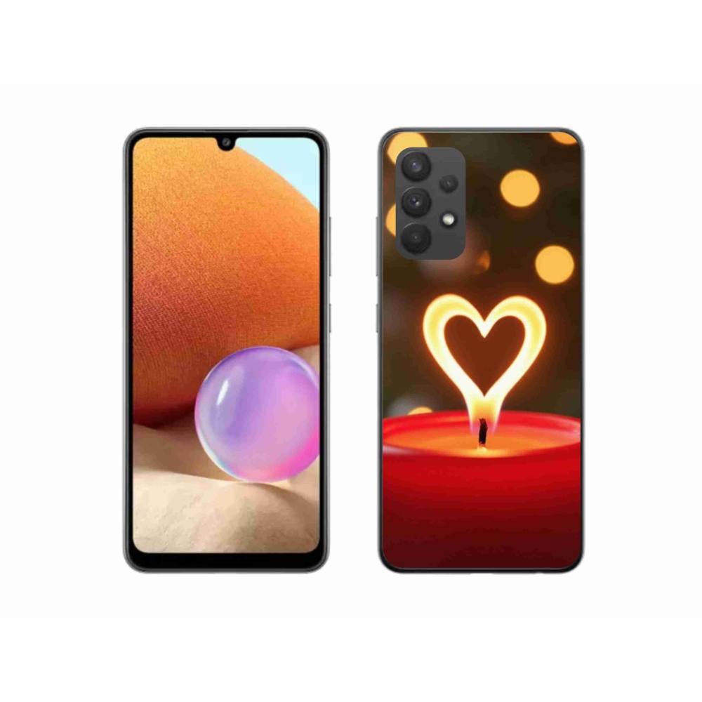 Gélový kryt mmCase na Samsung Galaxy A32 4G - srdce z plameňa