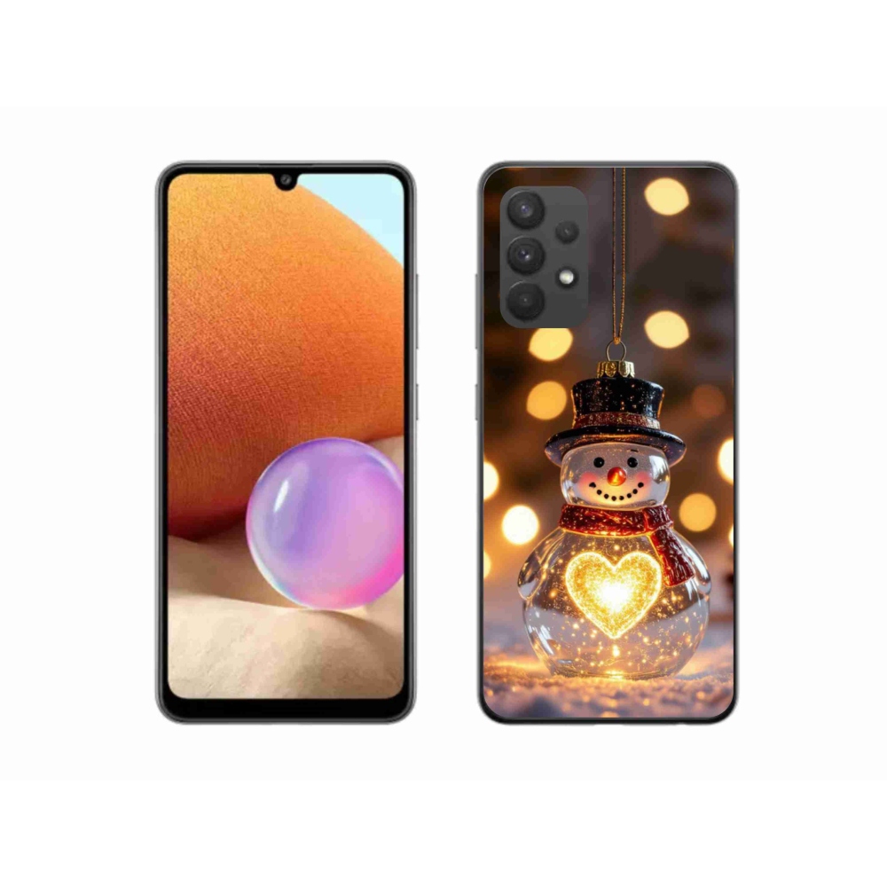 Gélový kryt mmCase na Samsung Galaxy A32 4G - svietiaci vianočný snehuliak
