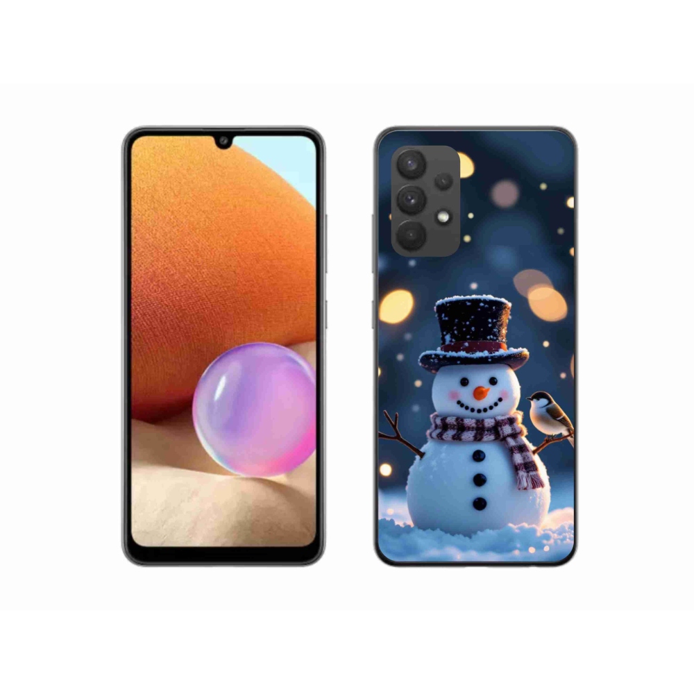 Gélový kryt mmCase na Samsung Galaxy A32 4G - vianočný snehuliak