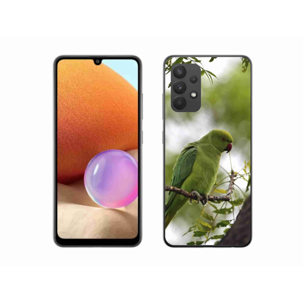 Gélový kryt mmCase na Samsung Galaxy A32 4G - zelený papagáj