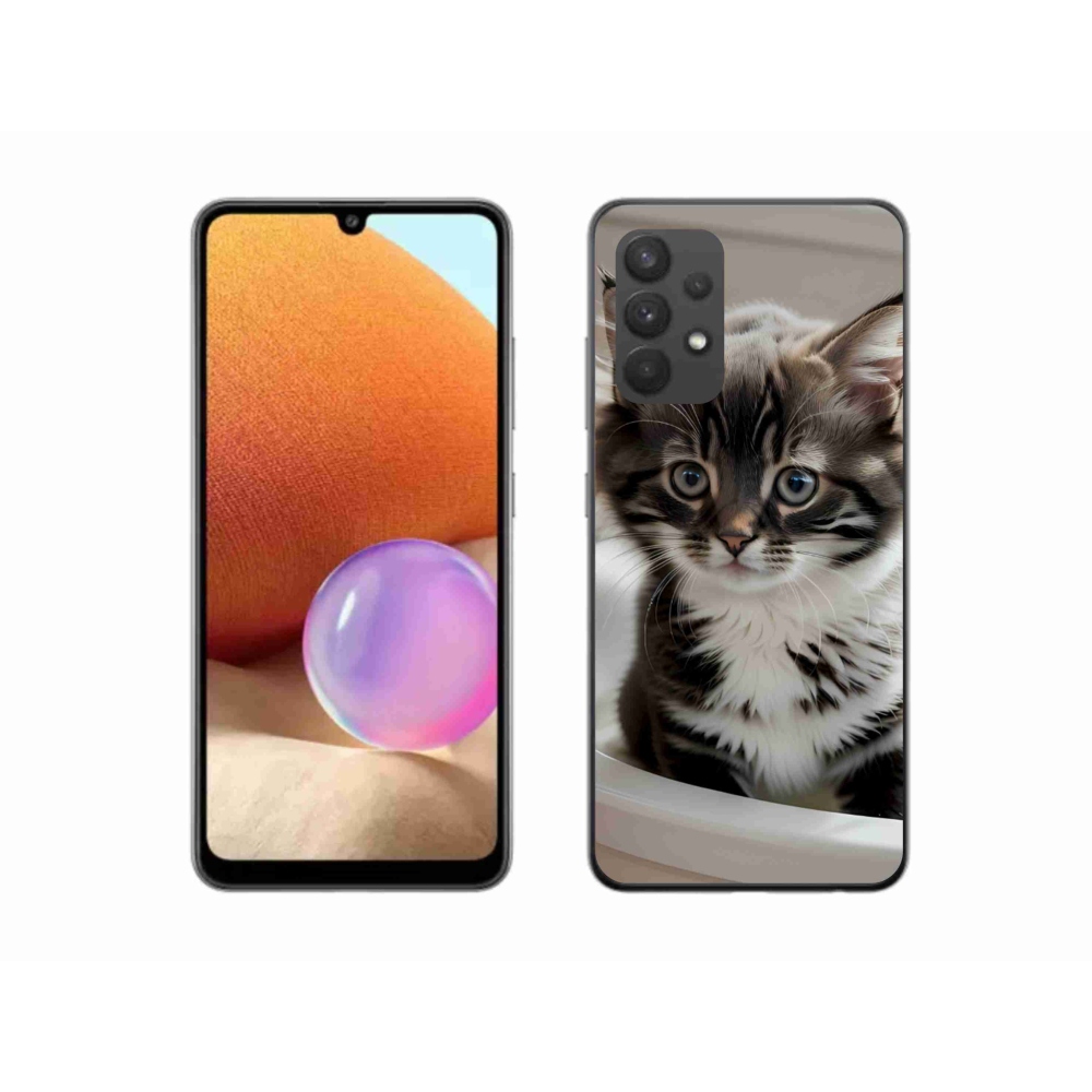 Gélový kryt mmCase na Samsung Galaxy A32 4G - zvedavé mačiatko