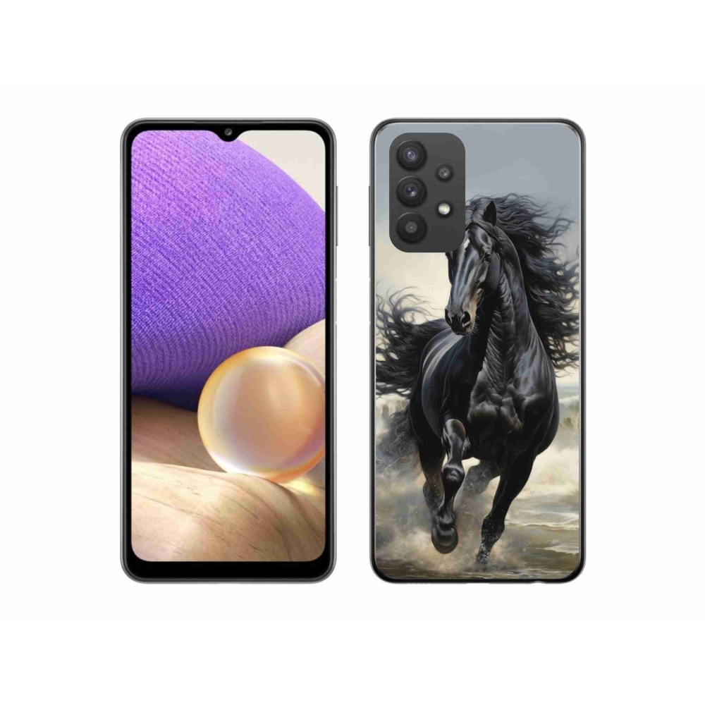 Gélový kryt mmCase na Samsung Galaxy A32 5G - bežiaci čierny kôň