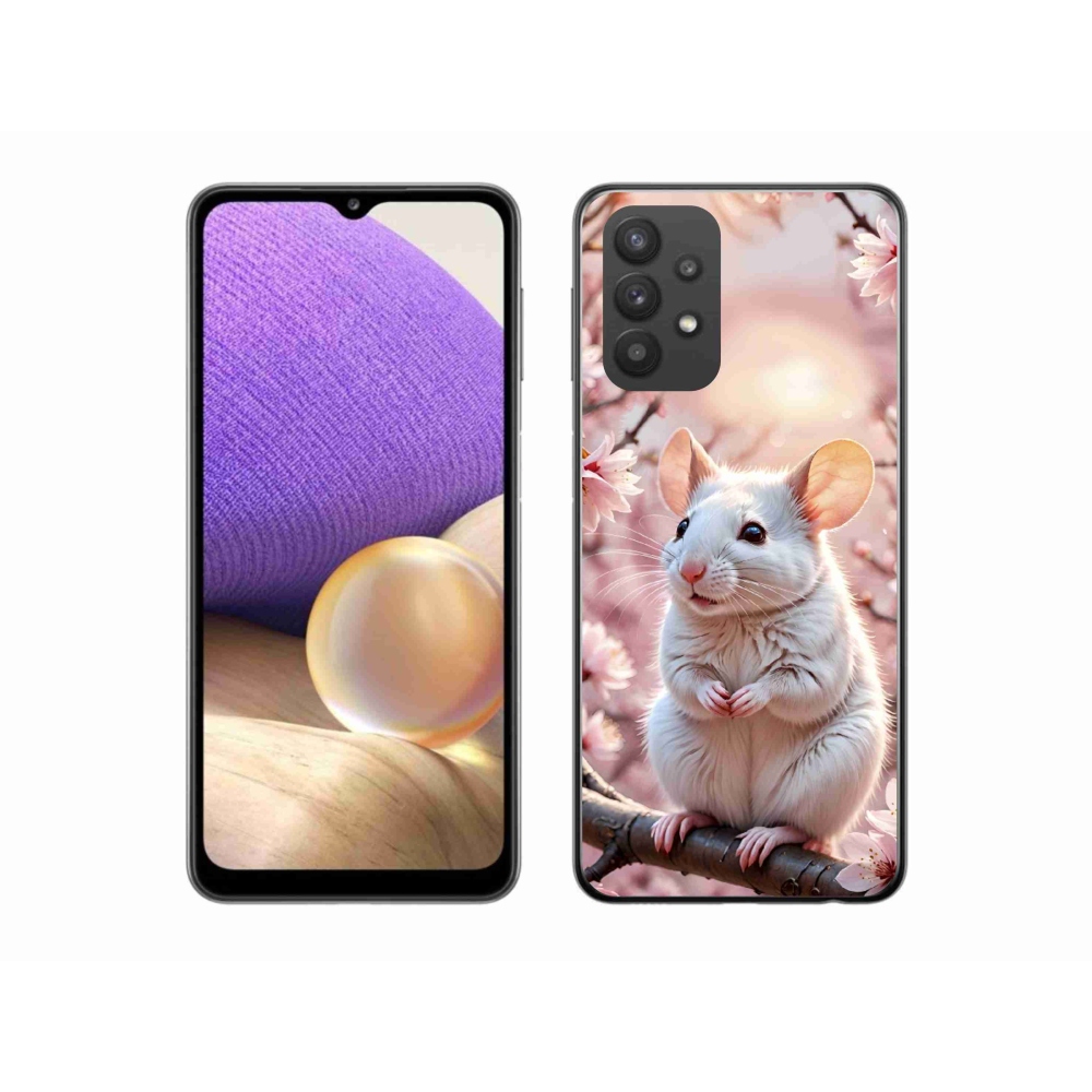 Gélový kryt mmCase na Samsung Galaxy A32 5G - biela myš na vetve