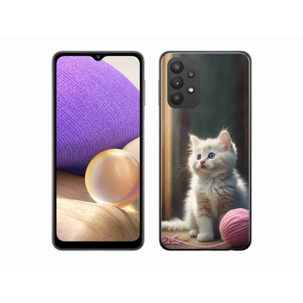 Gélový kryt mmCase na Samsung Galaxy A32 5G - biele mačiatko 2