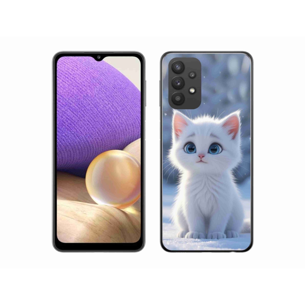 Gélový kryt mmCase na Samsung Galaxy A32 5G - biele mačiatko 3