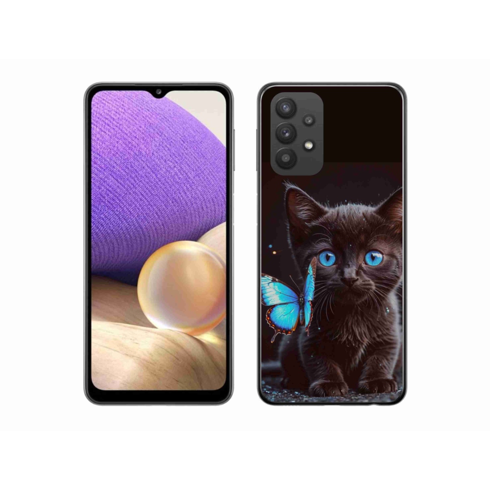 Gélový kryt mmCase na Samsung Galaxy A32 5G - čierne mačiatko 3