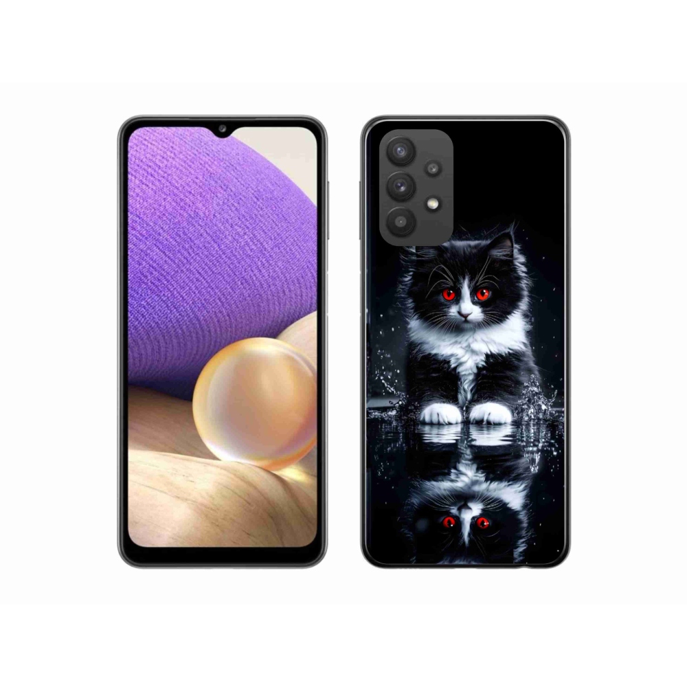 Gélový kryt mmCase na Samsung Galaxy A32 5G - čiernobiele mačiatko