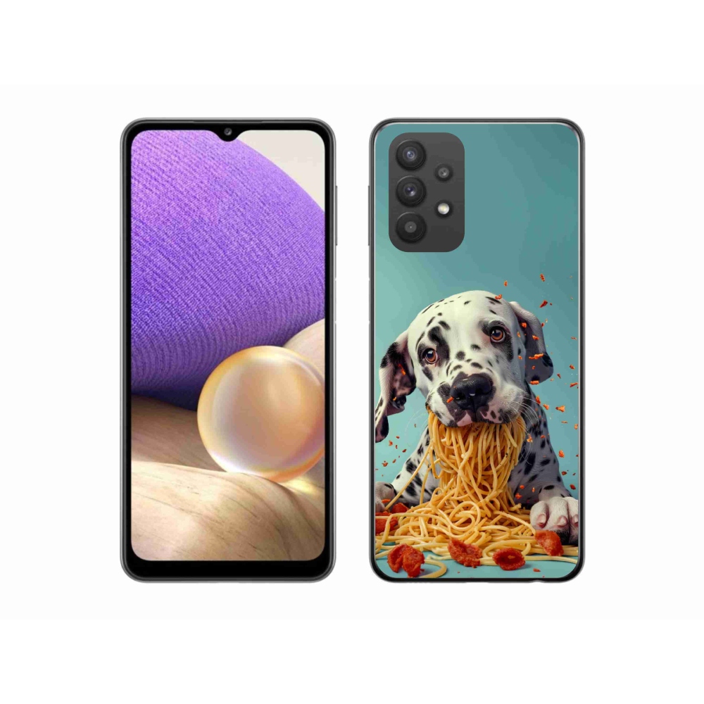 Gélový kryt mmCase na Samsung Galaxy A32 5G - dalmatín a špagety