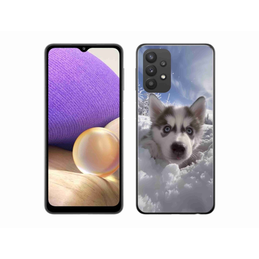 Gélový kryt mmCase na Samsung Galaxy A32 5G - husky v snehu