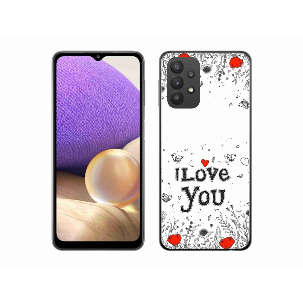 Gélový kryt mmCase na Samsung Galaxy A32 5G - I love you biele pozadie