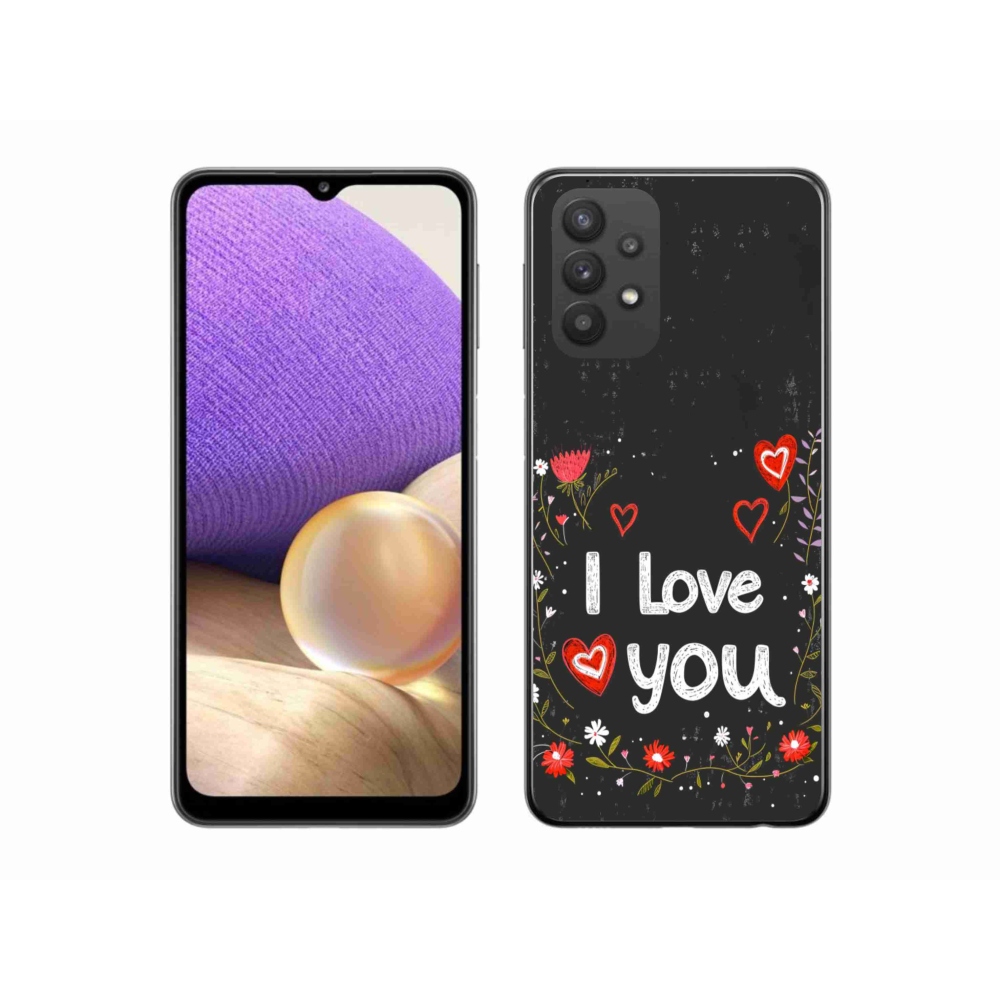 Gélový kryt mmCase na Samsung Galaxy A32 5G - I love you čierne pozadie