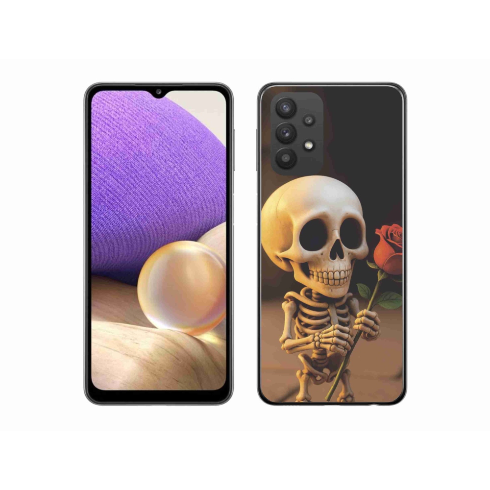 Gélový kryt mmCase na Samsung Galaxy A32 5G - kostlivec s ružou