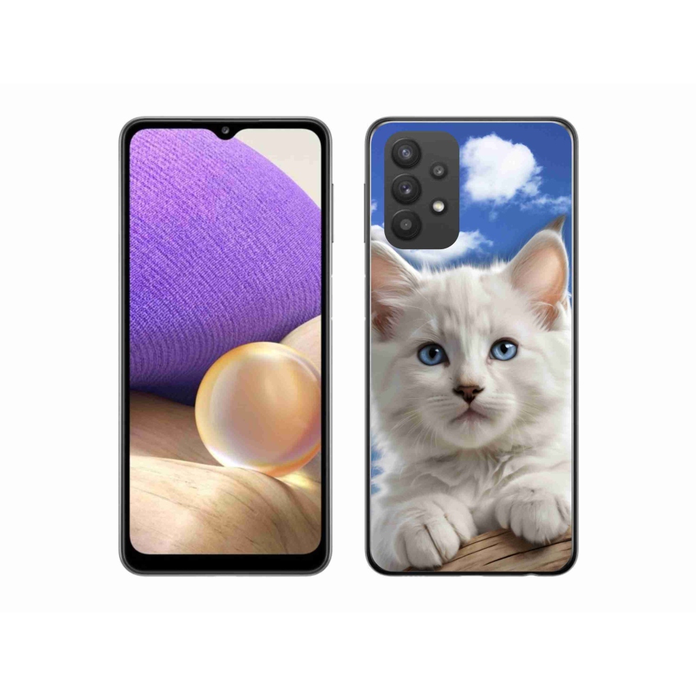 Gélový kryt mmCase na Samsung Galaxy A32 5G - mačiatko a oblaky
