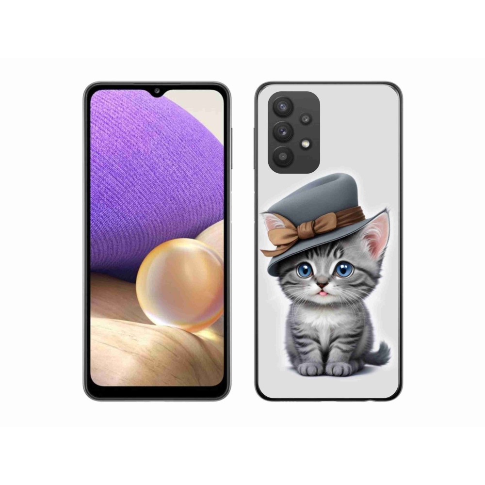 Gélový kryt mmCase na Samsung Galaxy A32 5G - mačiatko s klobúkom