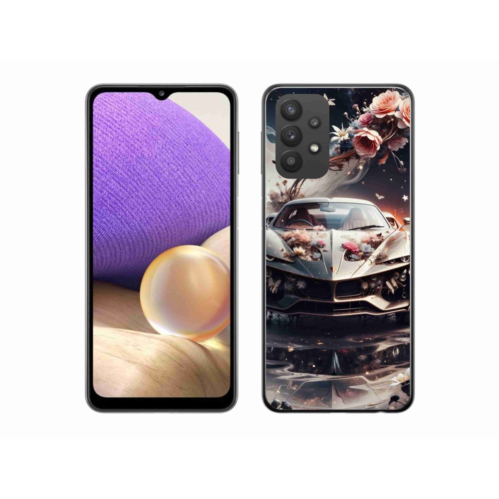Gélový kryt mmCase na Samsung Galaxy A32 5G - kvetinový športový automobil