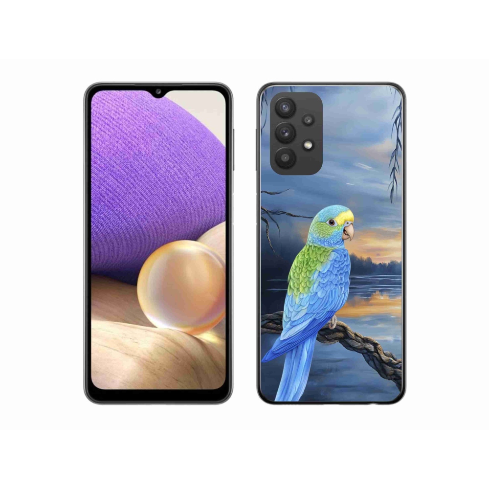 Gélový kryt mmCase na Samsung Galaxy A32 5G - modrý papagáj