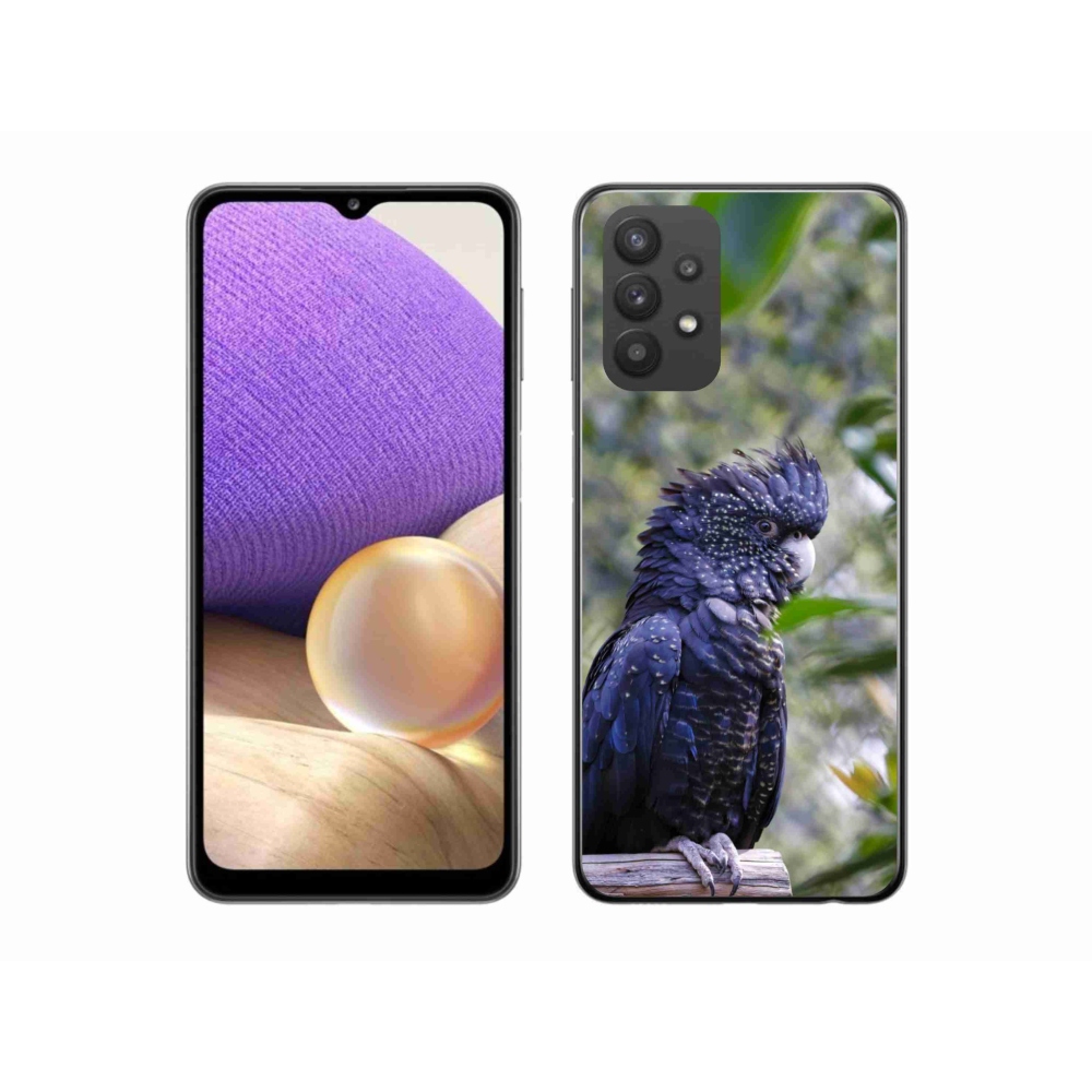 Gélový kryt mmCase na Samsung Galaxy A32 5G - papagáj kakadu čierny