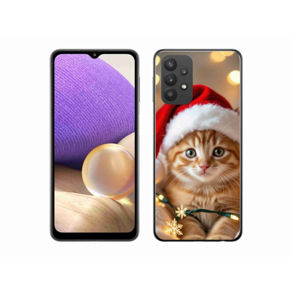 Gélový kryt mmCase na Samsung Galaxy A32 5G - vianočné mačiatko
