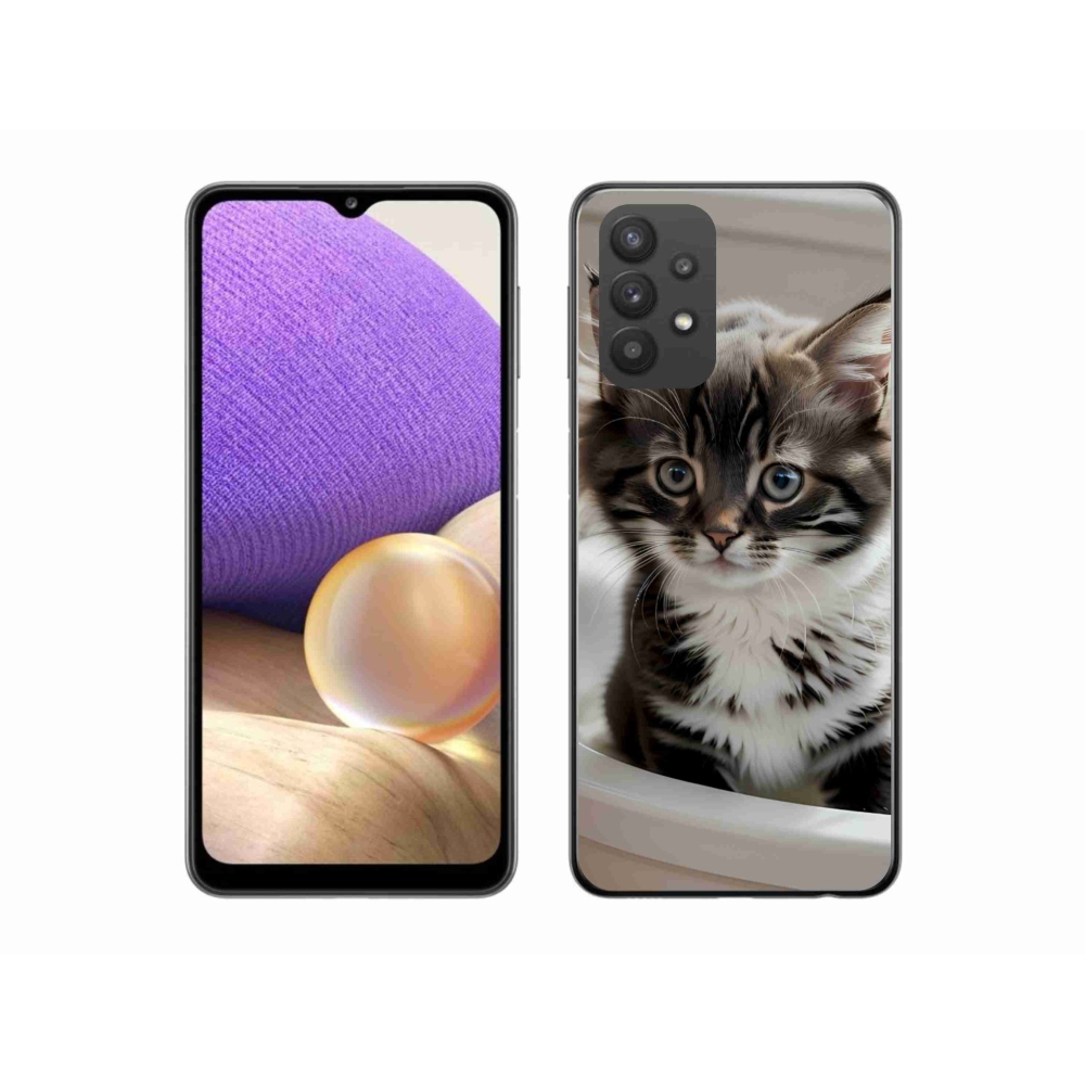 Gélový kryt mmCase na Samsung Galaxy A32 5G - zvedavé mačiatko