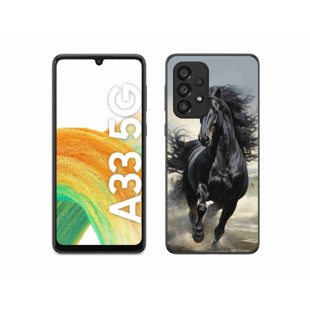 Gélový kryt mmCase na Samsung Galaxy A33 - bežiaci čierny kôň