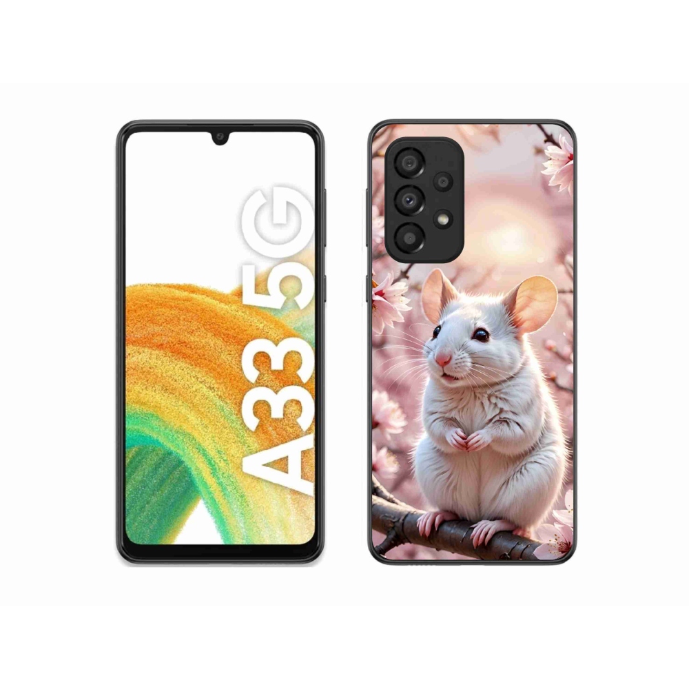 Gélový kryt mmCase na Samsung Galaxy A33 - biela myš na vetve