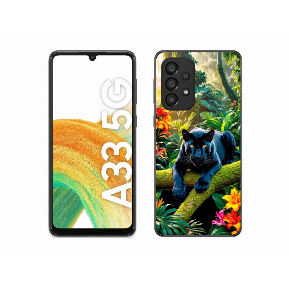 Gélový kryt mmCase na Samsung Galaxy A33 - čierny panter v džungli