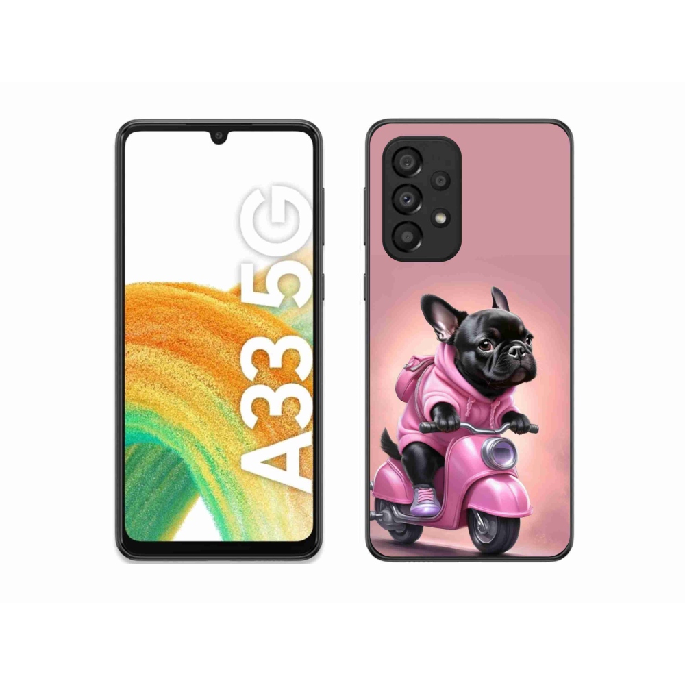 Gélový kryt mmCase na Samsung Galaxy A33 - francúzsky buldoček na skútri