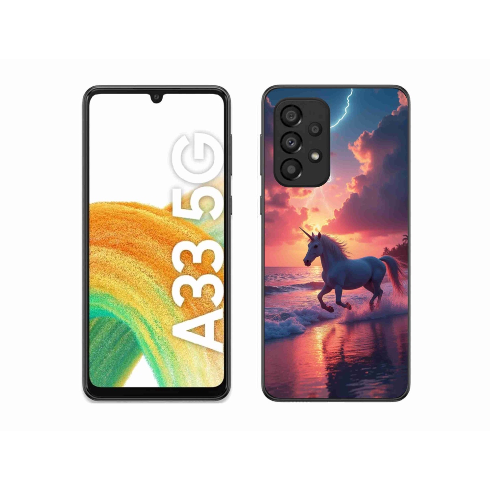 Gélový kryt mmCase na Samsung Galaxy A33 - jednorožec na pláži