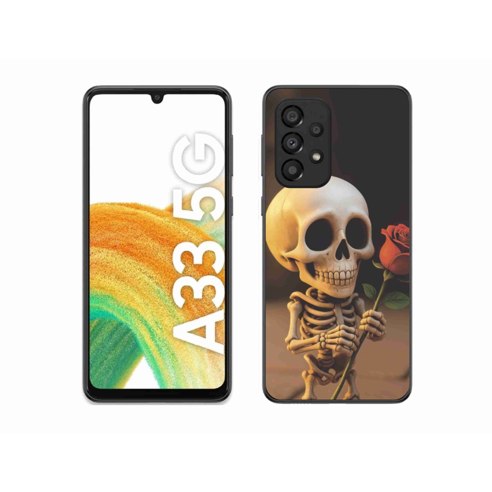 Gélový kryt mmCase na Samsung Galaxy A33 - kostlivec s ružou