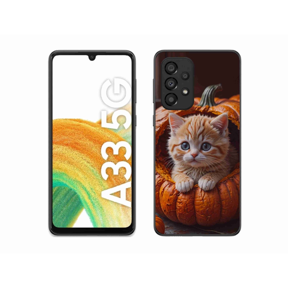 Gélový kryt mmCase na Samsung Galaxy A33 - mačiatko a tekvica 2