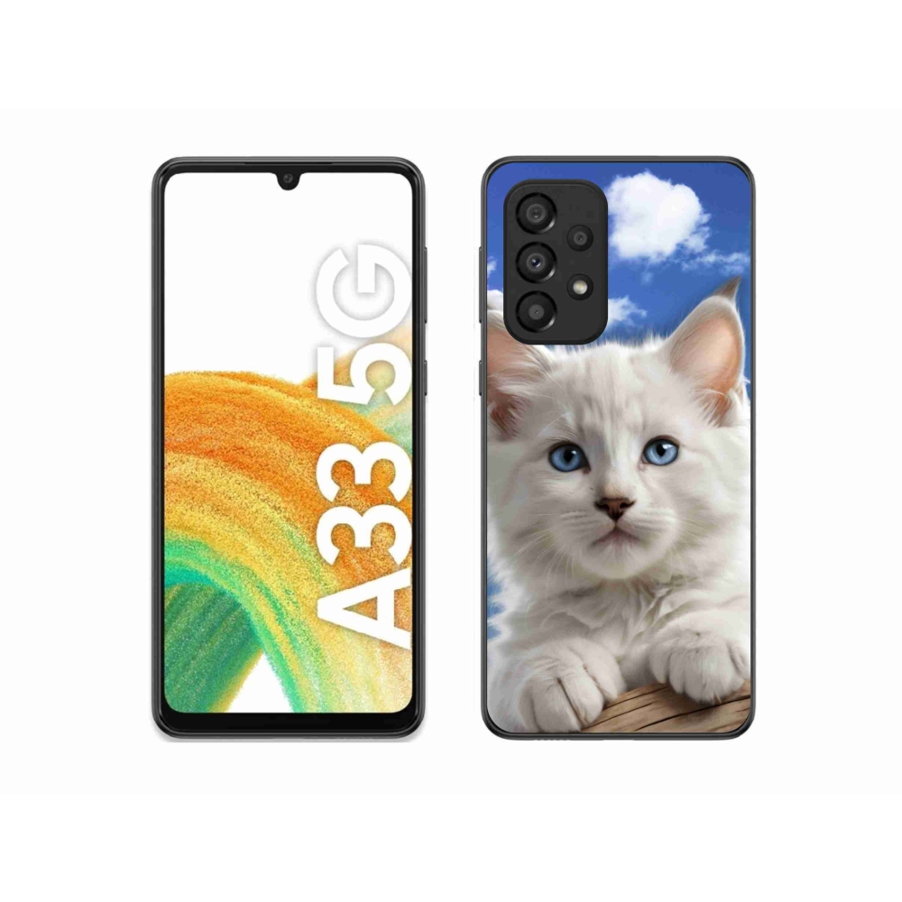 Gélový kryt mmCase na Samsung Galaxy A33 - mačiatko a oblaky