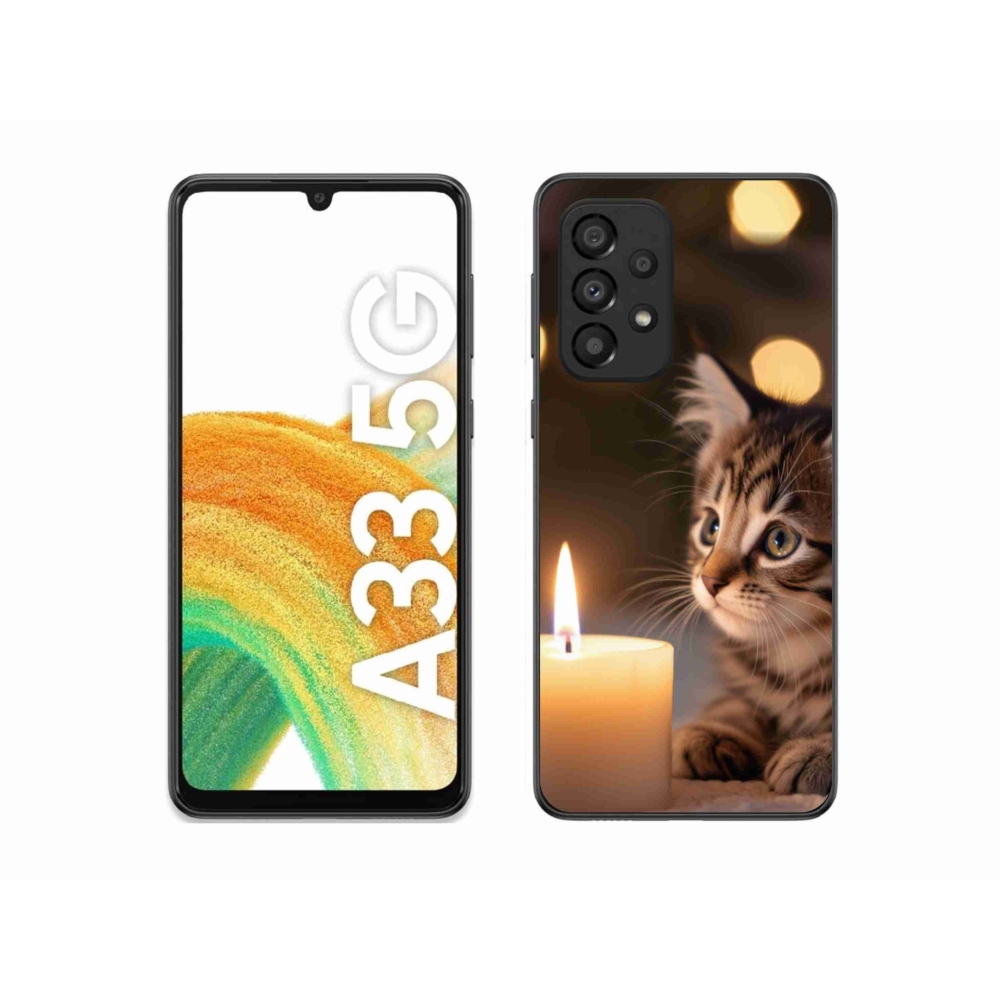 Gélový kryt mmCase na Samsung Galaxy A33 - mačiatko a sviečka