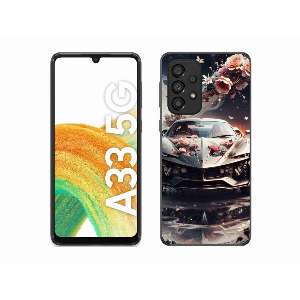 Gélový kryt mmCase na Samsung Galaxy A33 - kvetinový športový automobil